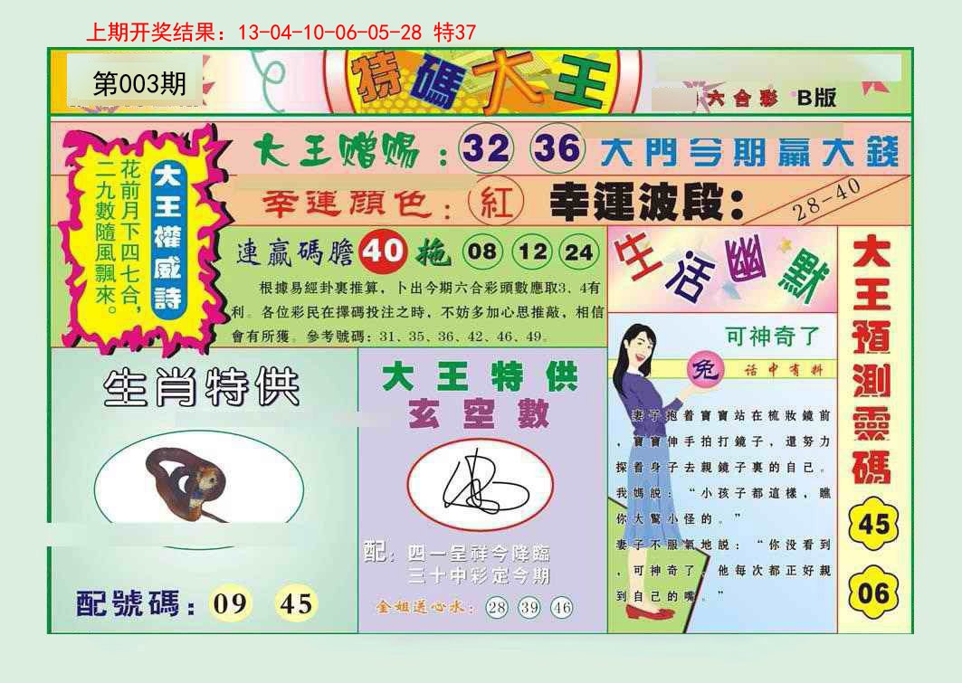 2025003期特码大王B