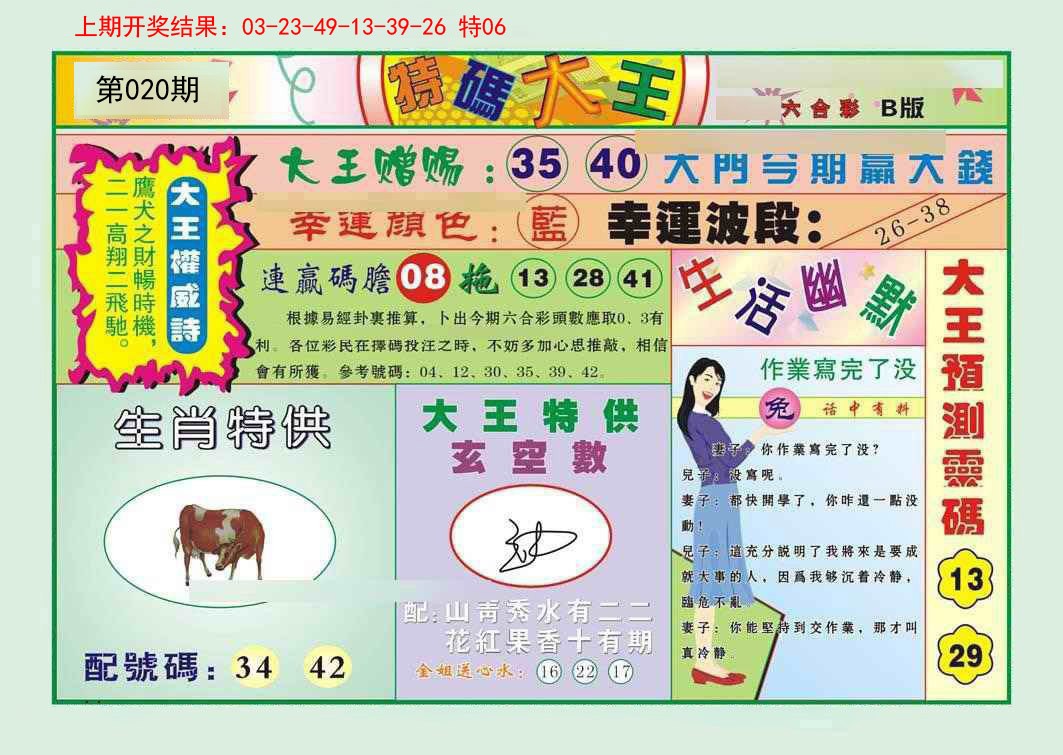 2025020期特码大王B