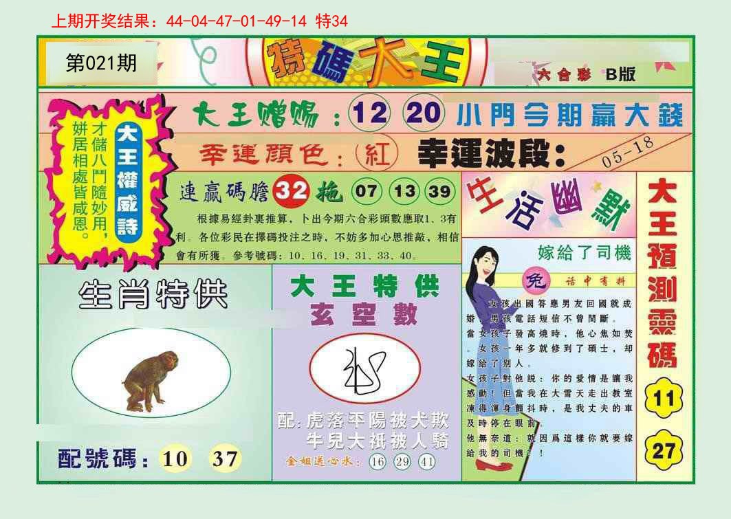 2025021期特码大王B