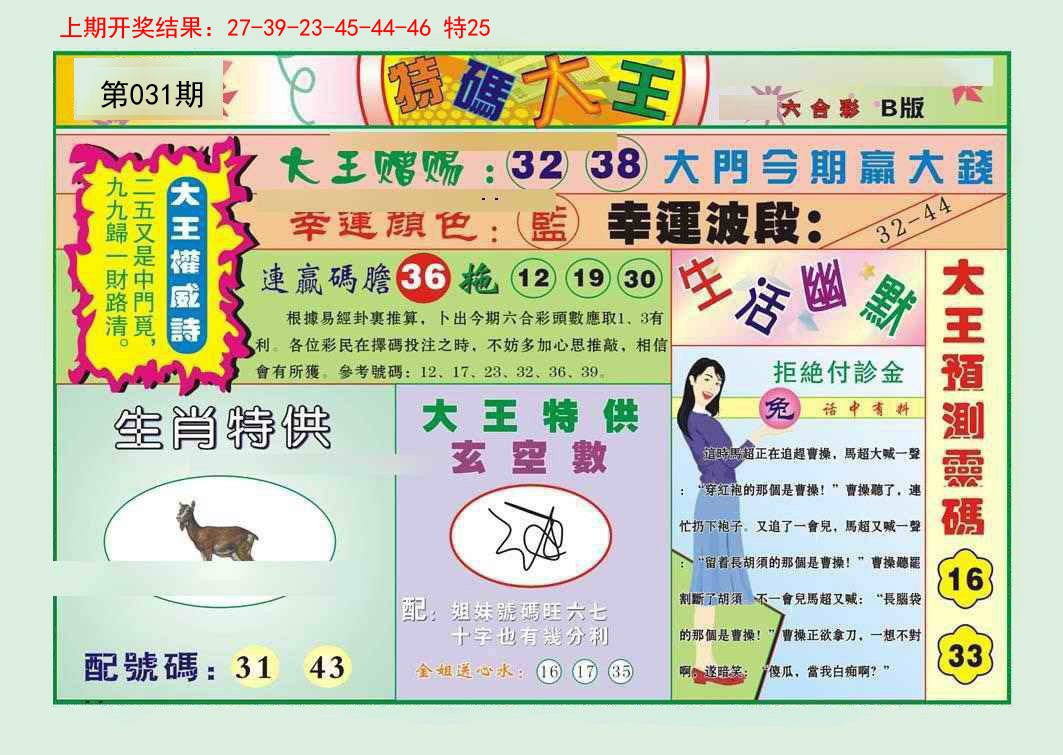 2025031期特码大王B