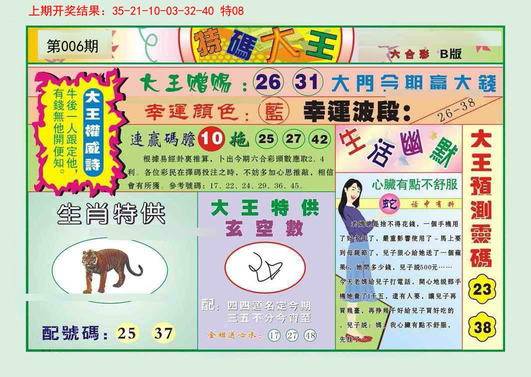 2025006期特码大王B