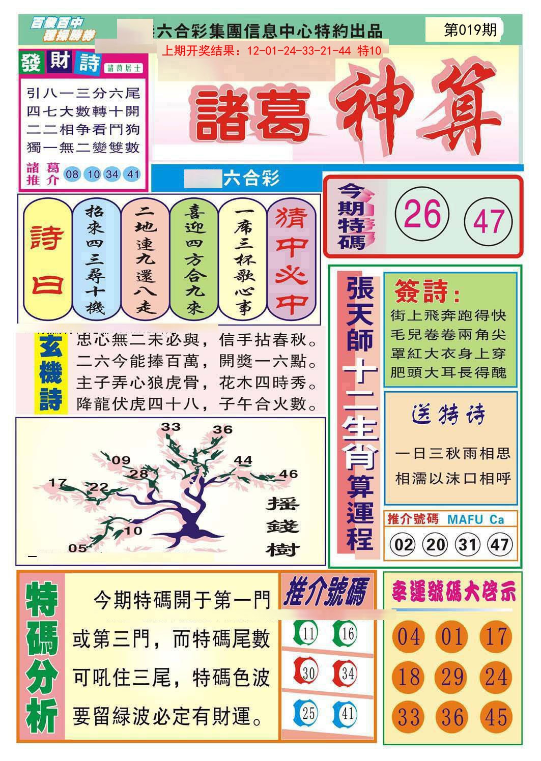 2025019期诸葛神算