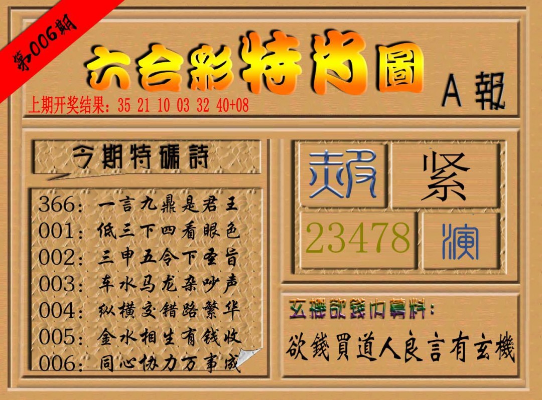 2025006期六合彩特肖图a