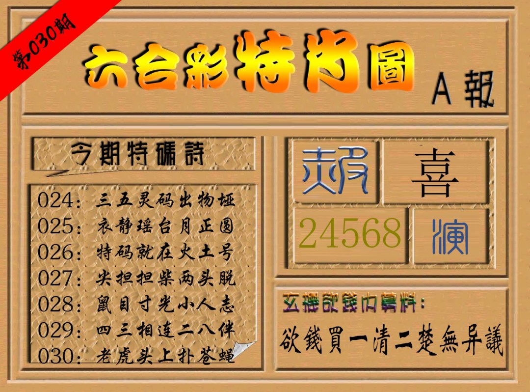 2025030期六合彩特肖图a