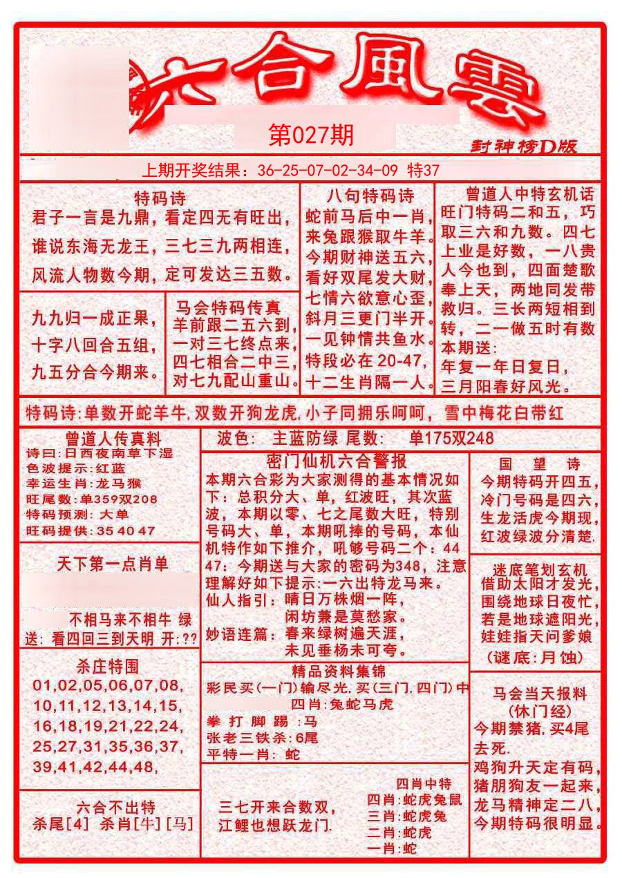 2025027期六合风云A