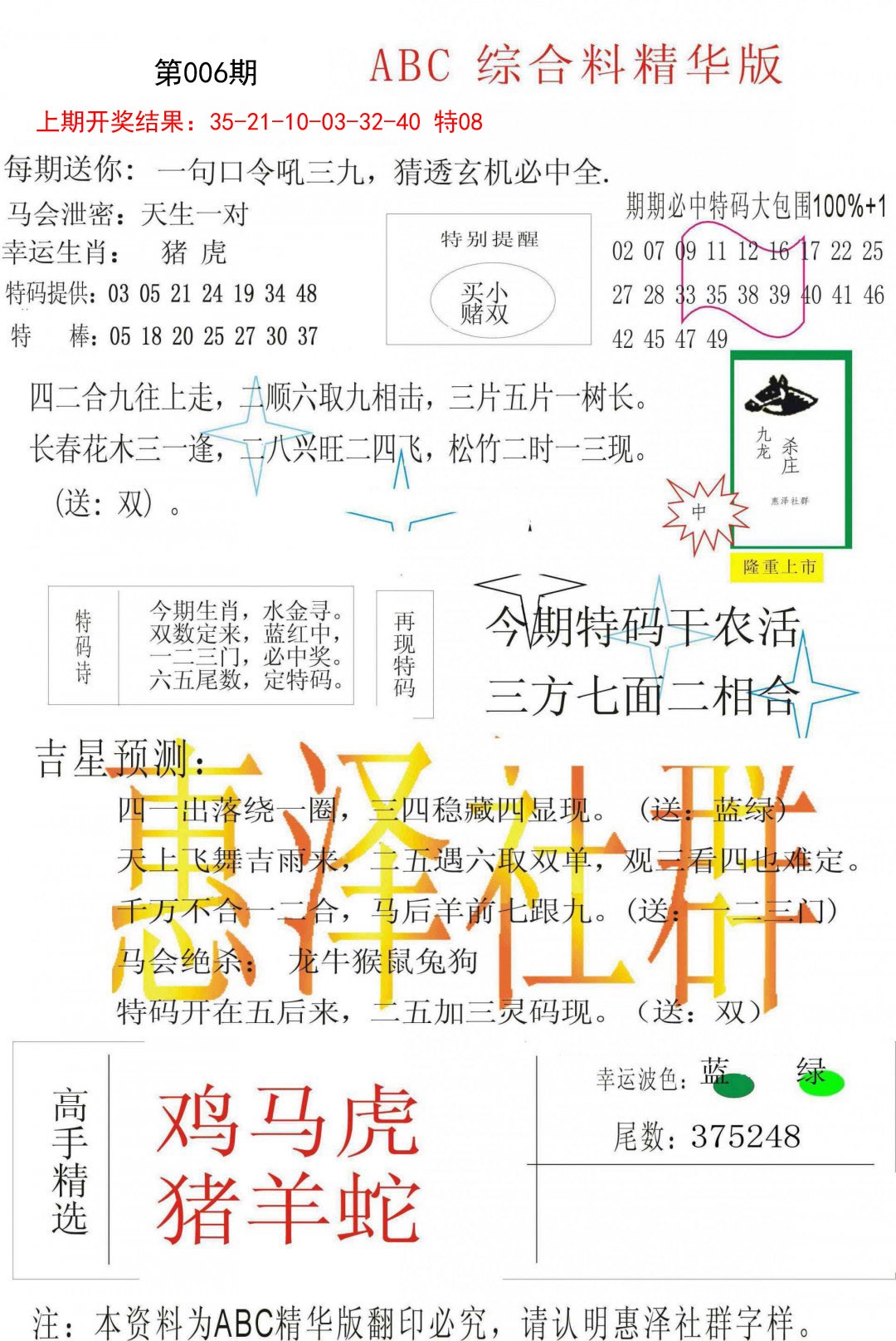 2025006期综合正版资料