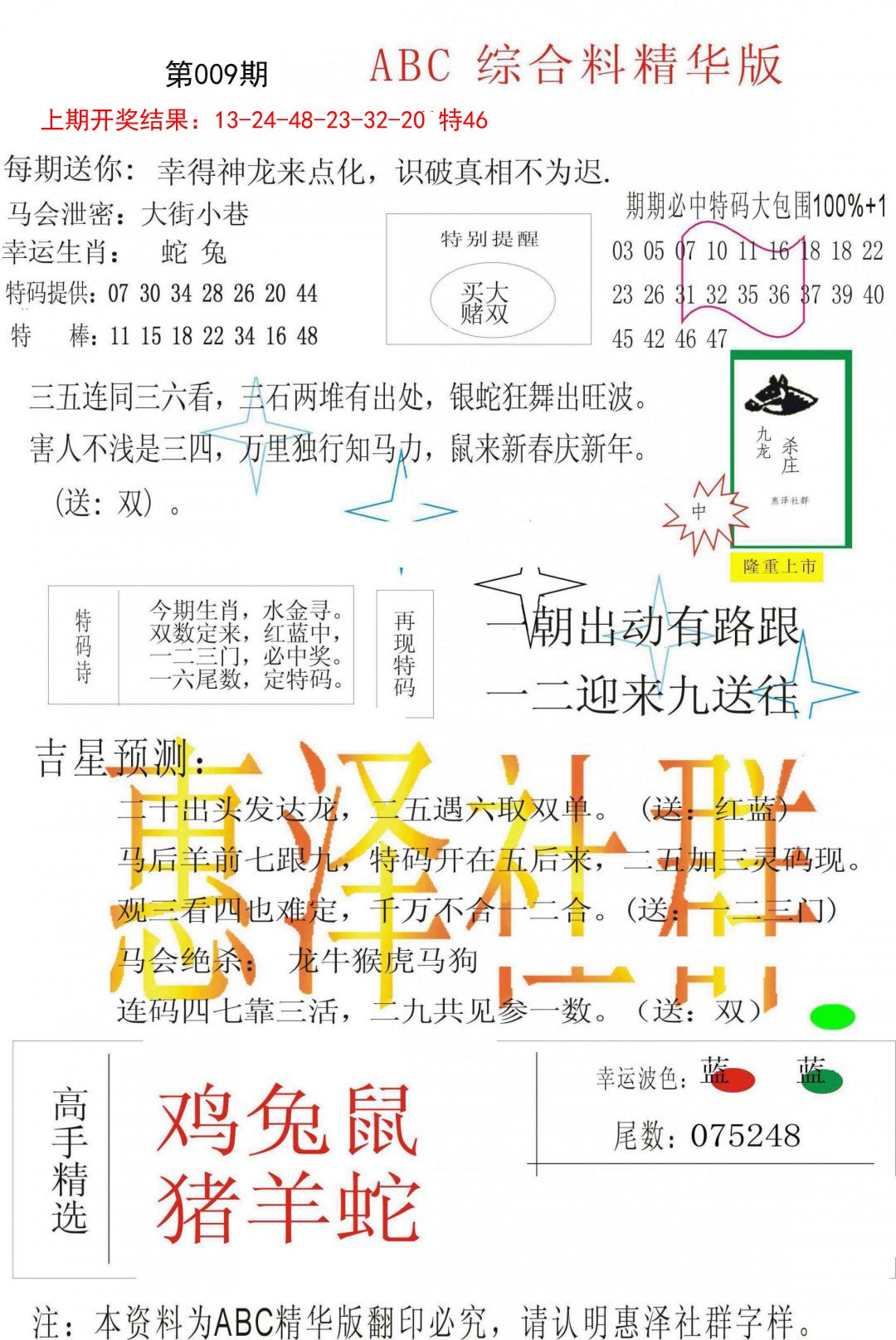 2025009期综合正版资料