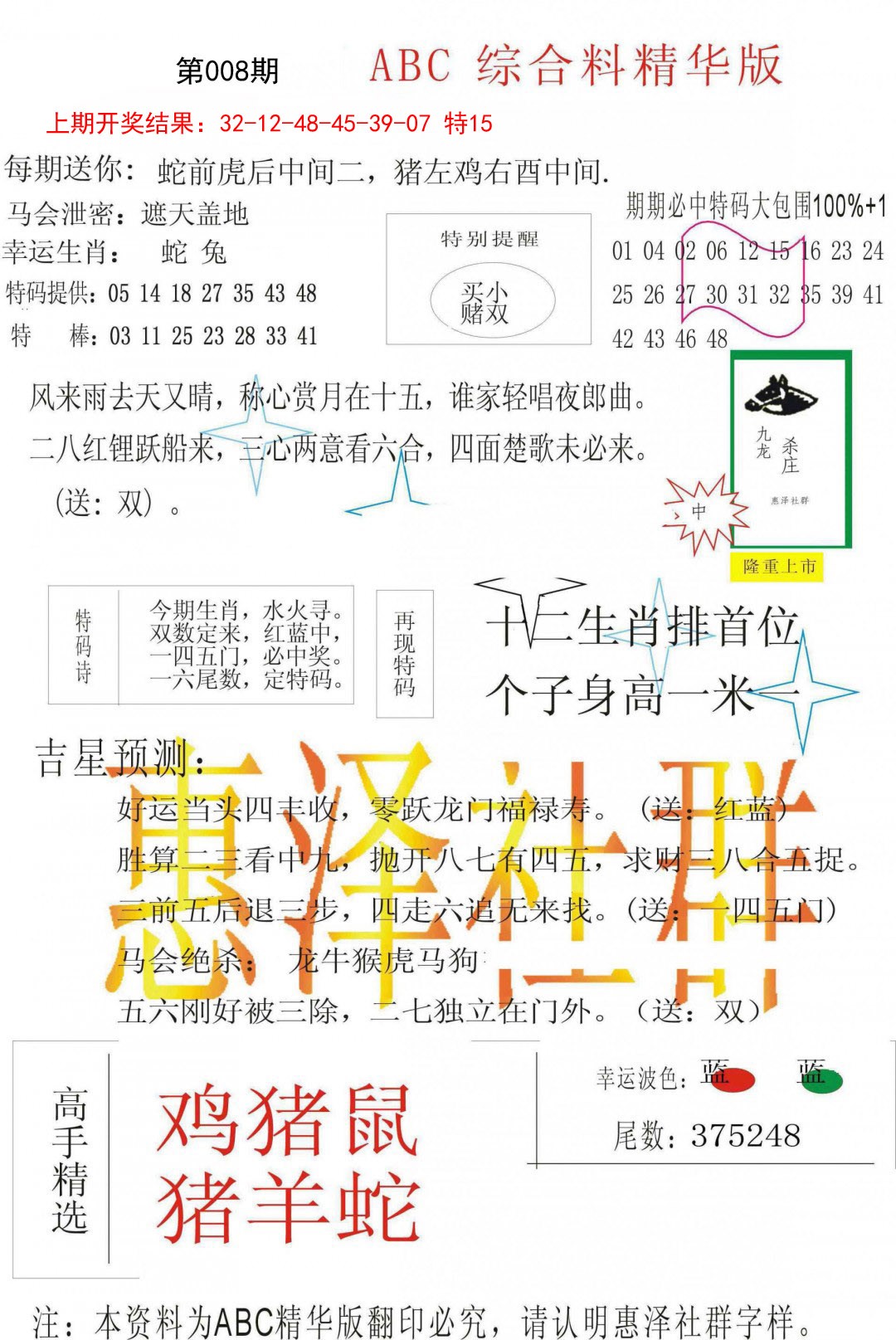 2025008期综合正版资料