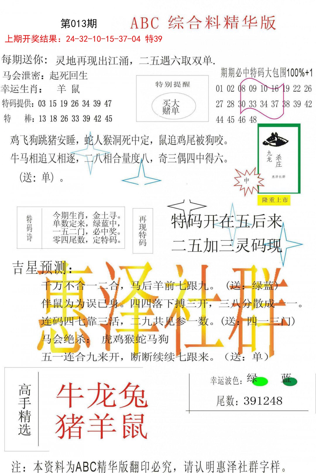2025013期综合正版资料