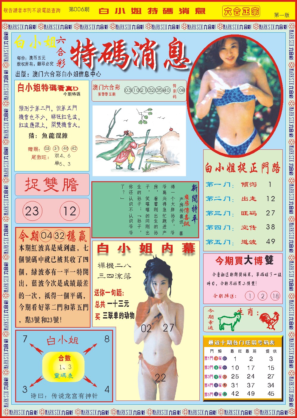 2025006期白小姐特码消息A