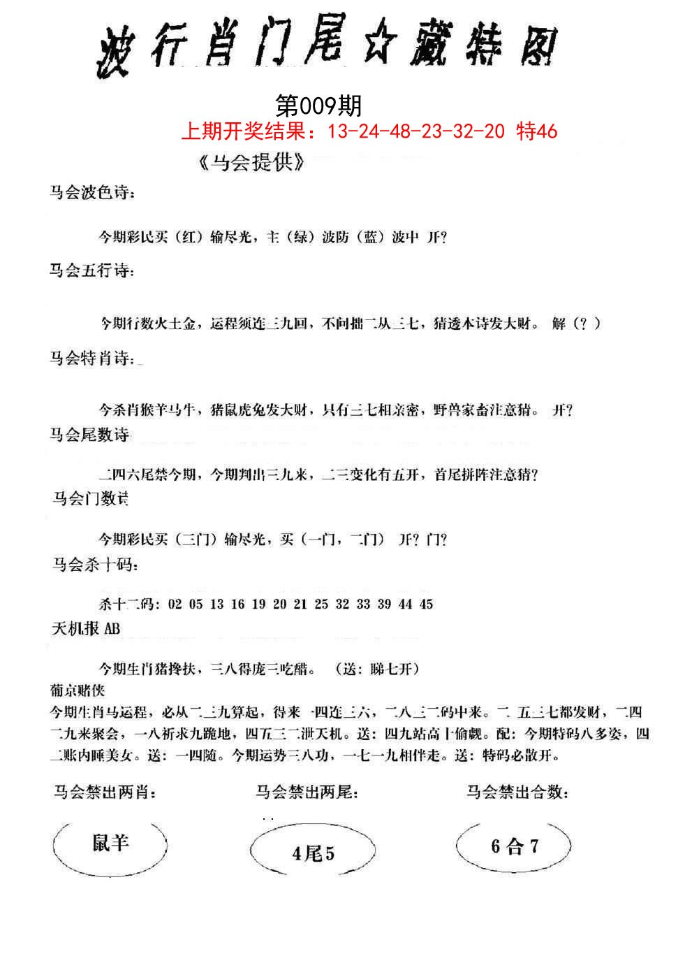2025009期波行肖尾藏特图