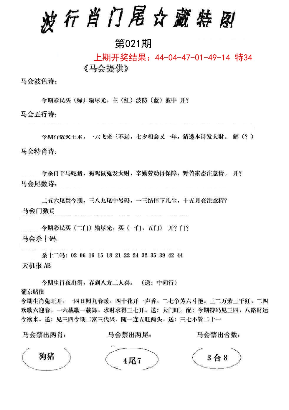 2025021期波行肖尾藏特图