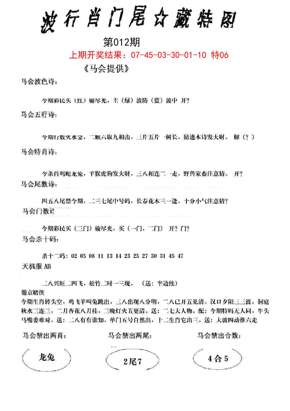 2025012期波行肖尾藏特图