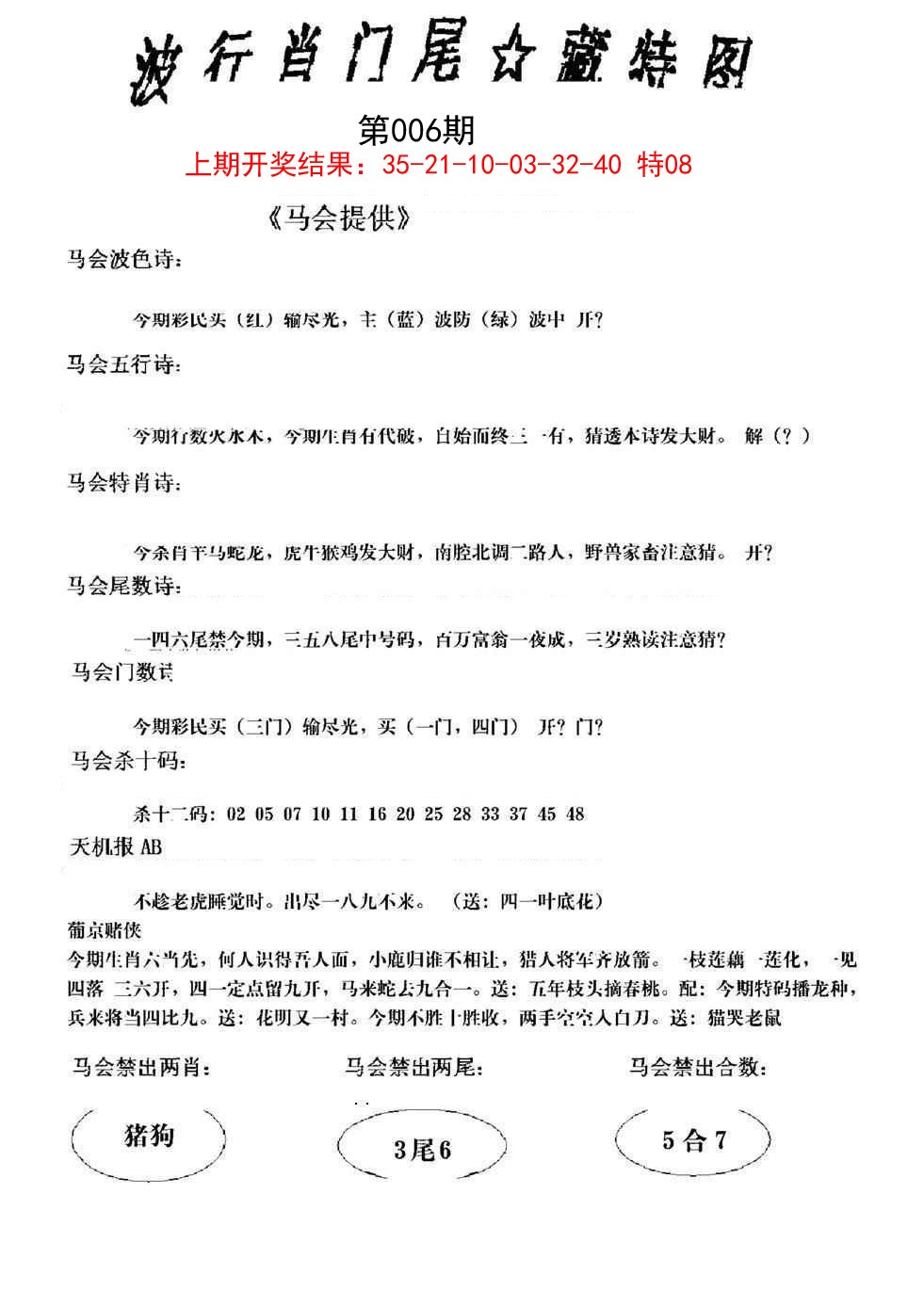 2025006期波行肖尾藏特图