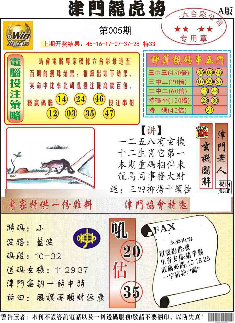 2025005期津门龙虎榜A