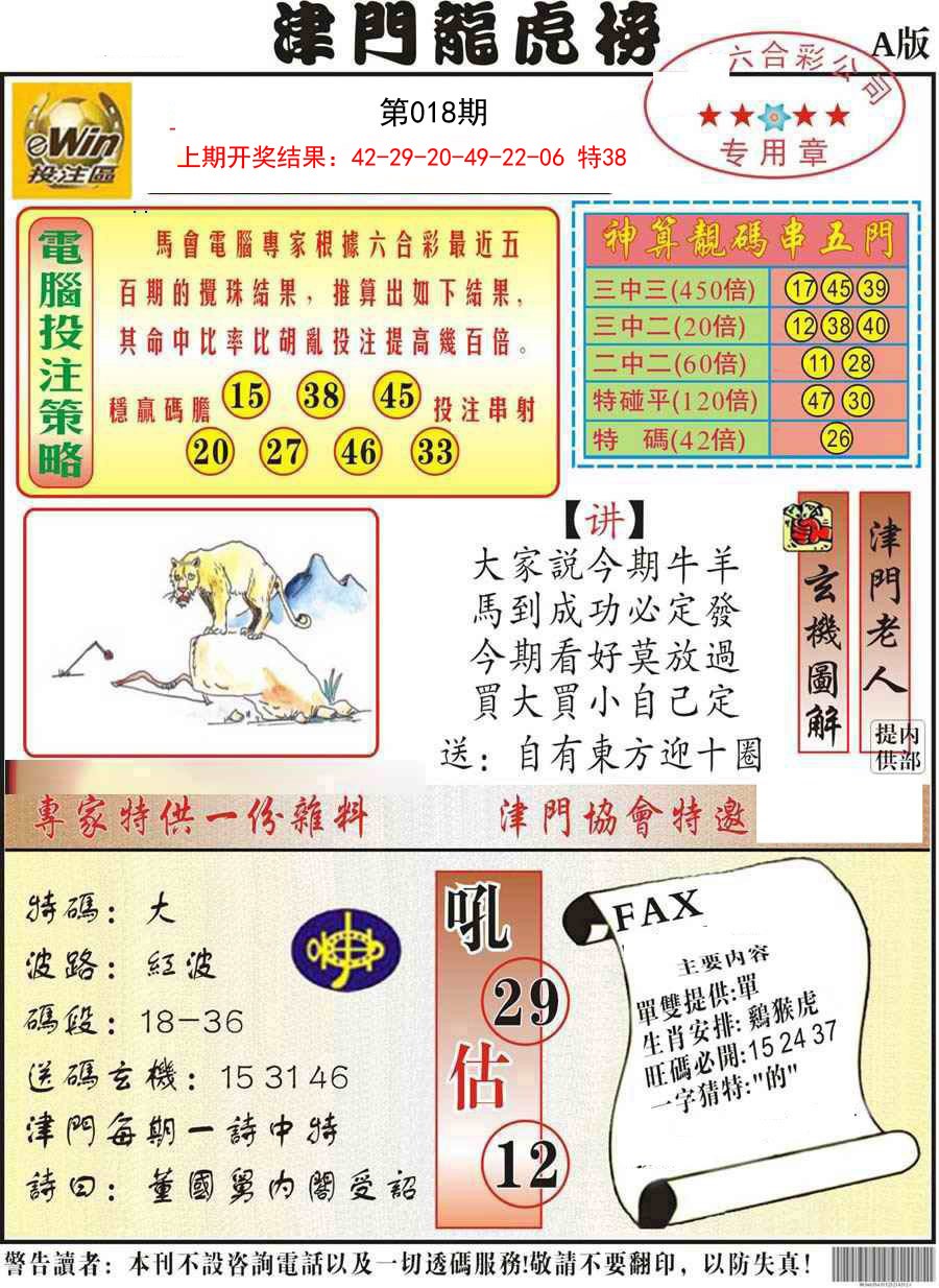 2025018期津门龙虎榜A
