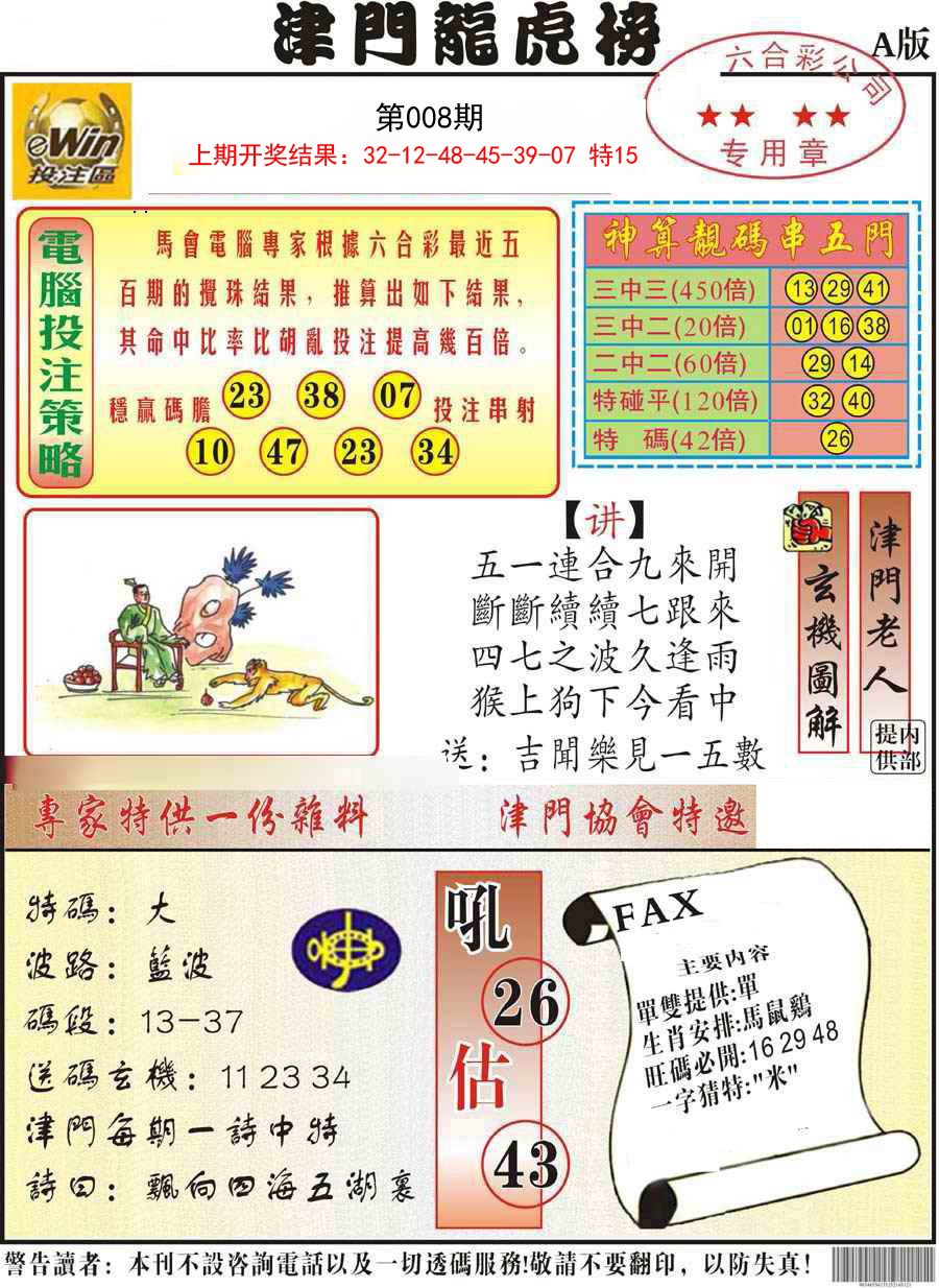 2025008期津门龙虎榜A