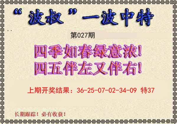 2025027期波叔一波中特