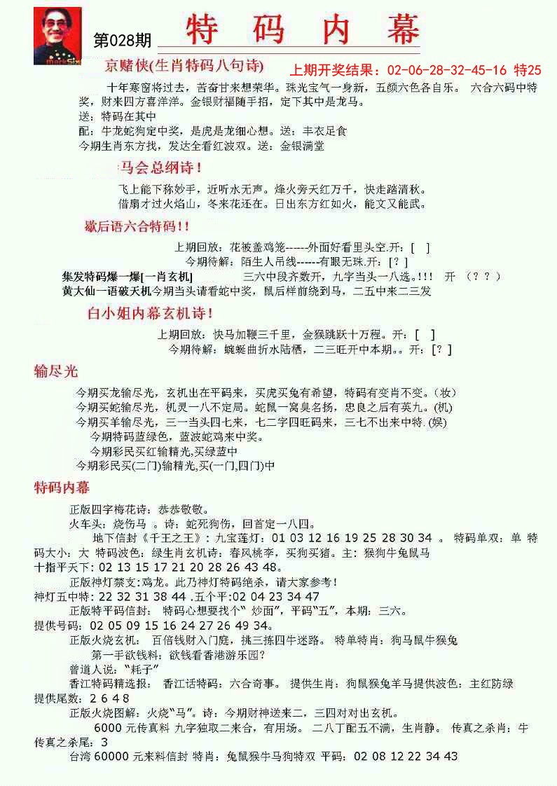 2025028期特码内幕A