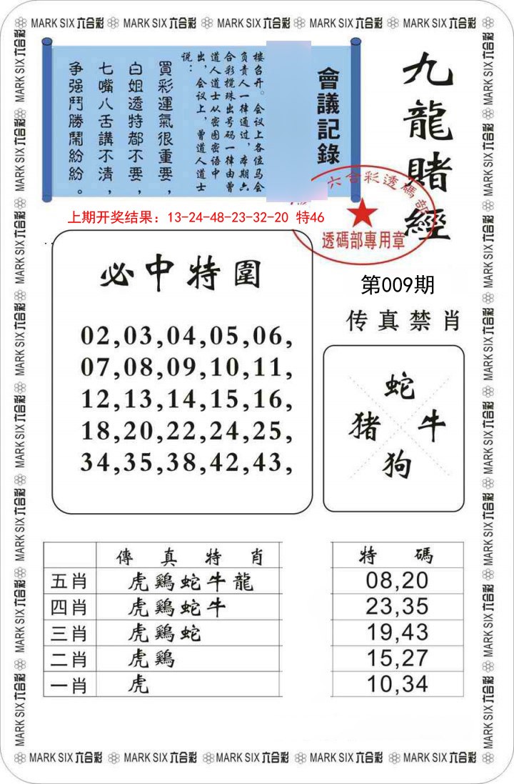 2025009期九龙赌经