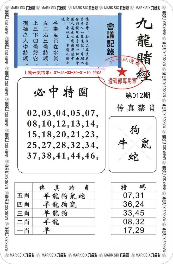2025012期九龙赌经