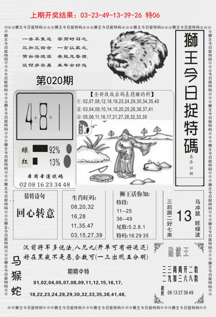 2025020期狮王今日抓特码