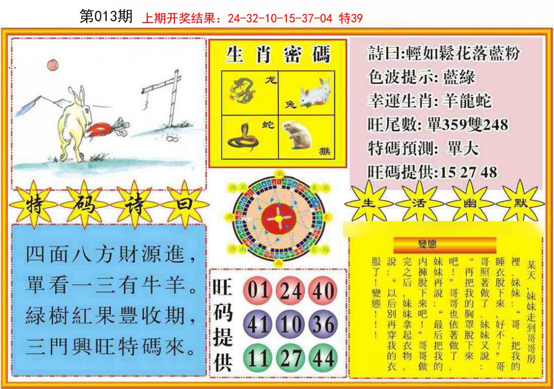 2025013期台湾八卦解宝图