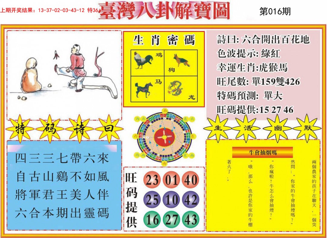 2025016期台湾八卦解宝图