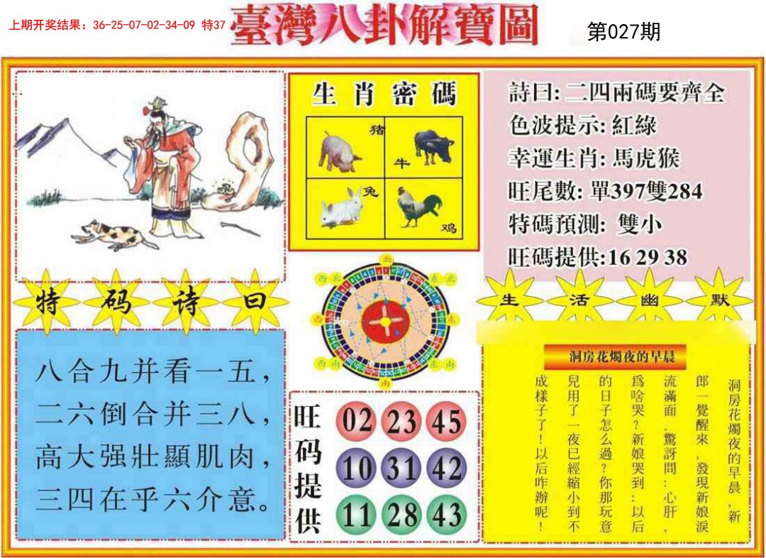 2025027期台湾八卦解宝图