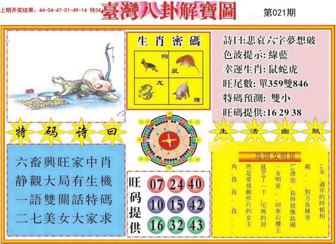 2025021期台湾八卦解宝图