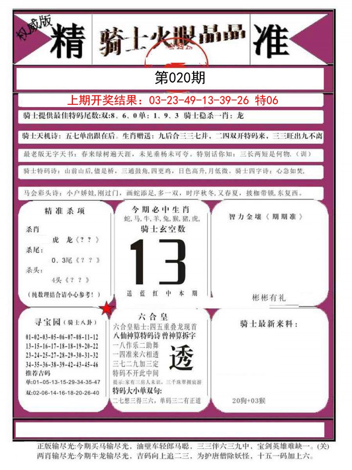 2025020期骑士火眼晶晶B