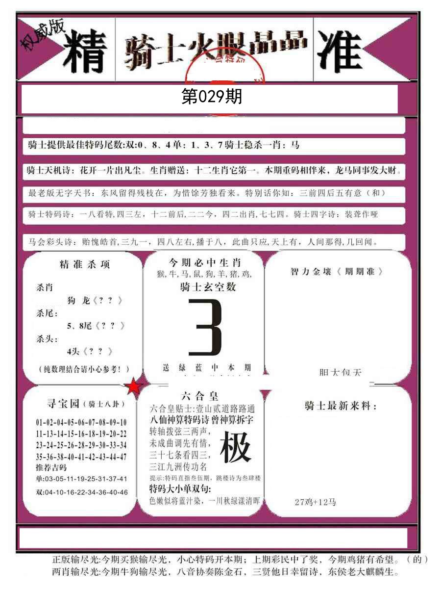 2025029期骑士火眼晶晶B