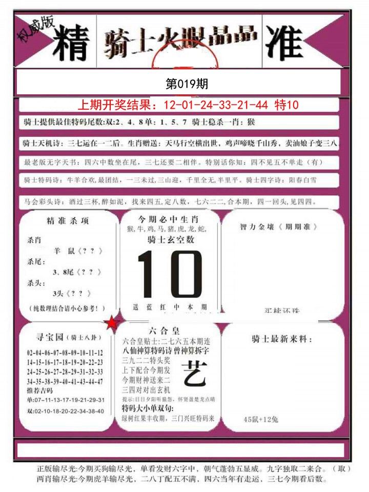 2025019期骑士火眼晶晶B