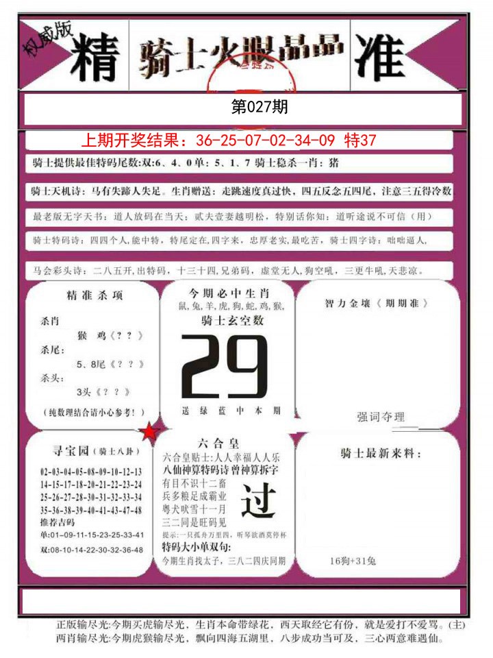 2025027期骑士火眼晶晶B