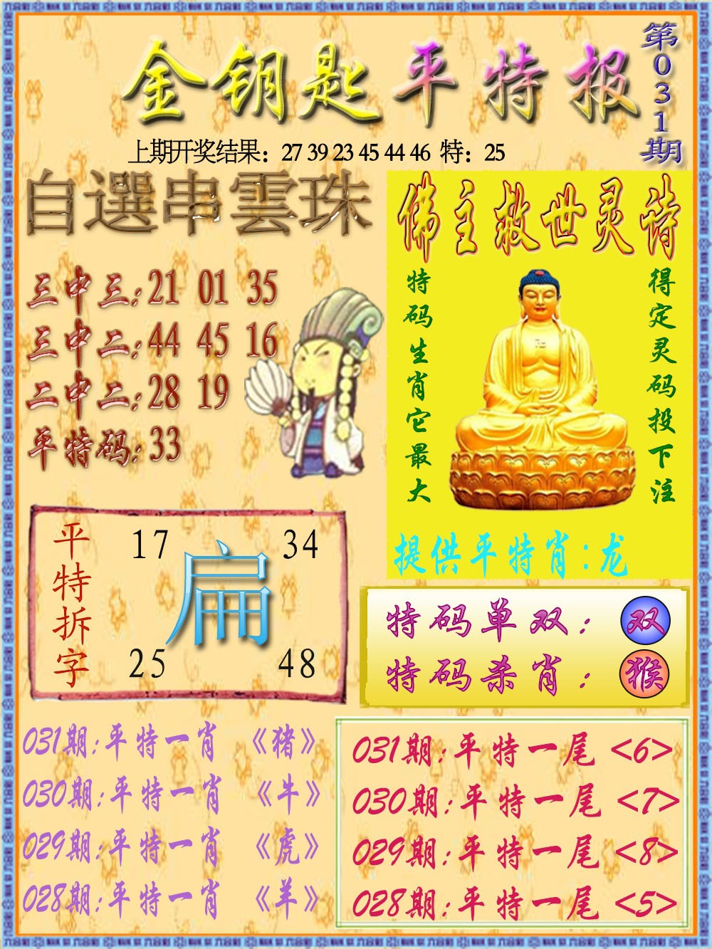 2025031期金钥匙平特报