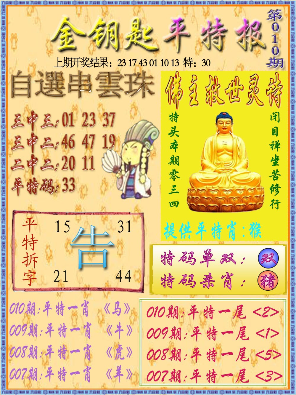 2025010期金钥匙平特报