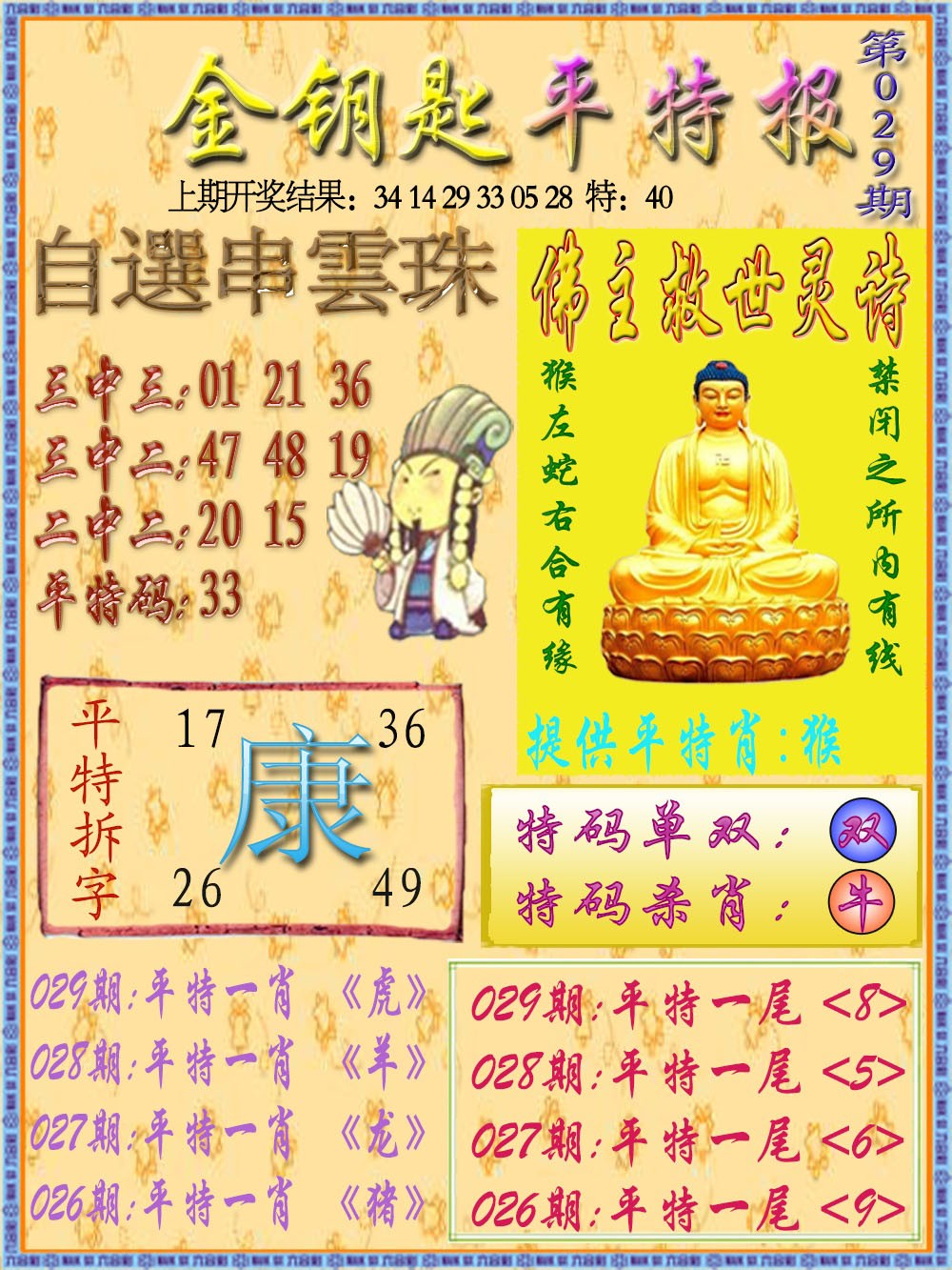 2025029期金钥匙平特报