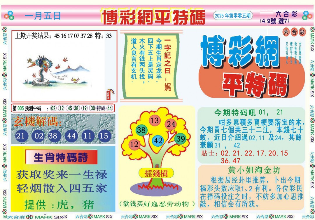 2025005期博彩网平特报