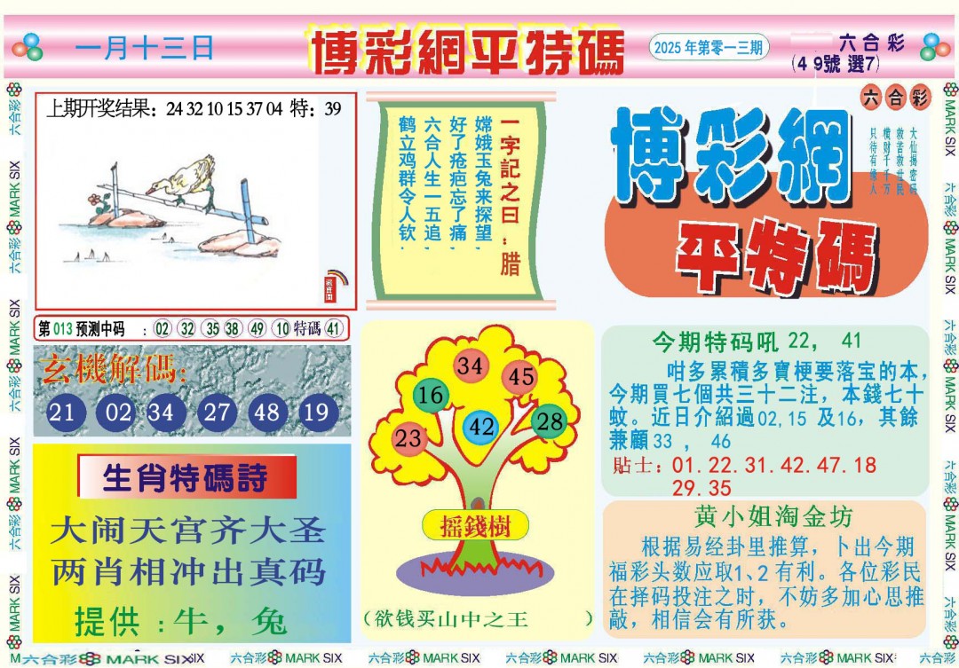 2025013期博彩网平特报