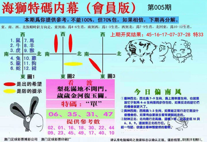 2025005期海狮特码会员报