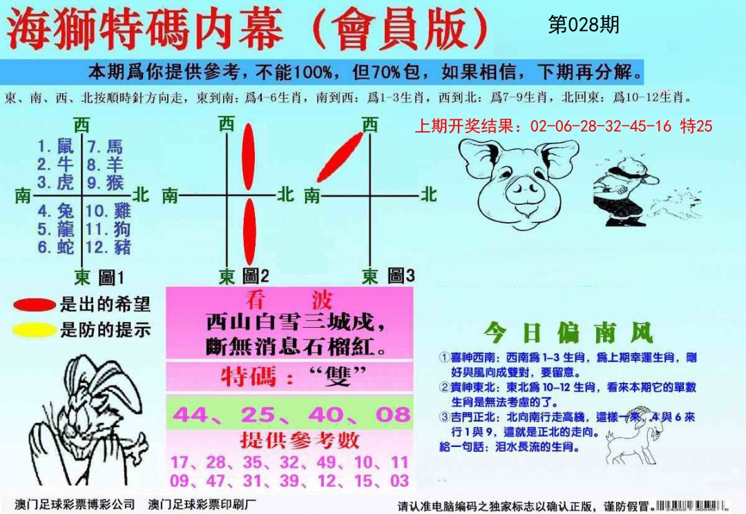 2025028期海狮特码会员报