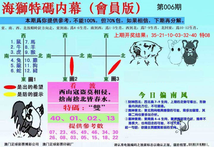 2025006期海狮特码会员报