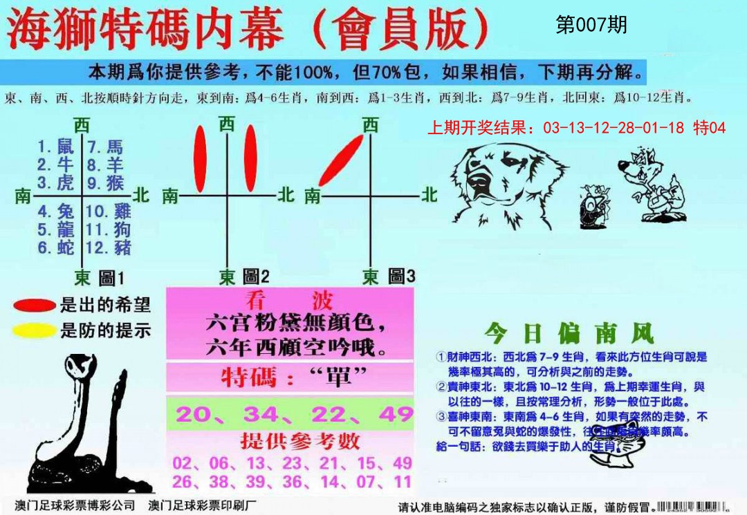 2025007期海狮特码会员报