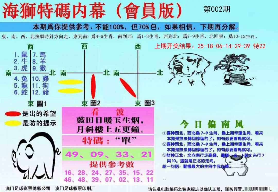 2025002期海狮特码会员报