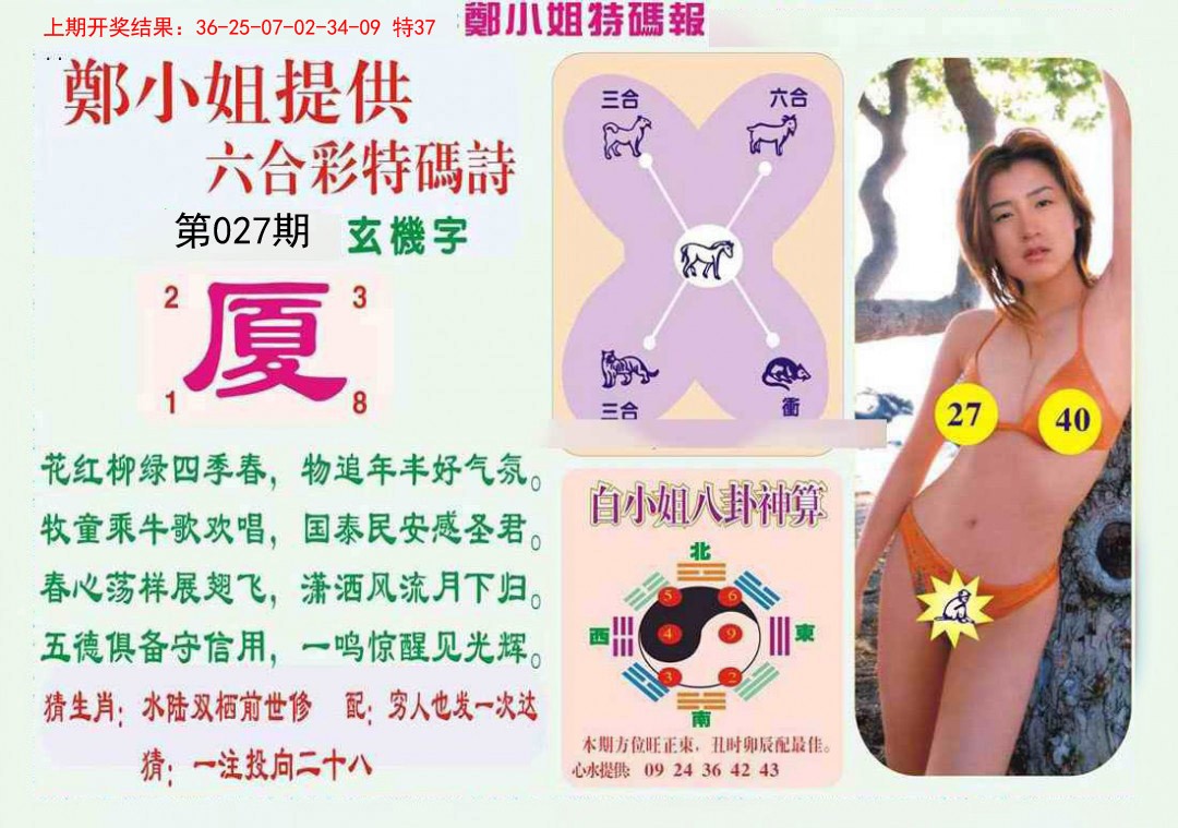 2025027期郑小姐特码报B