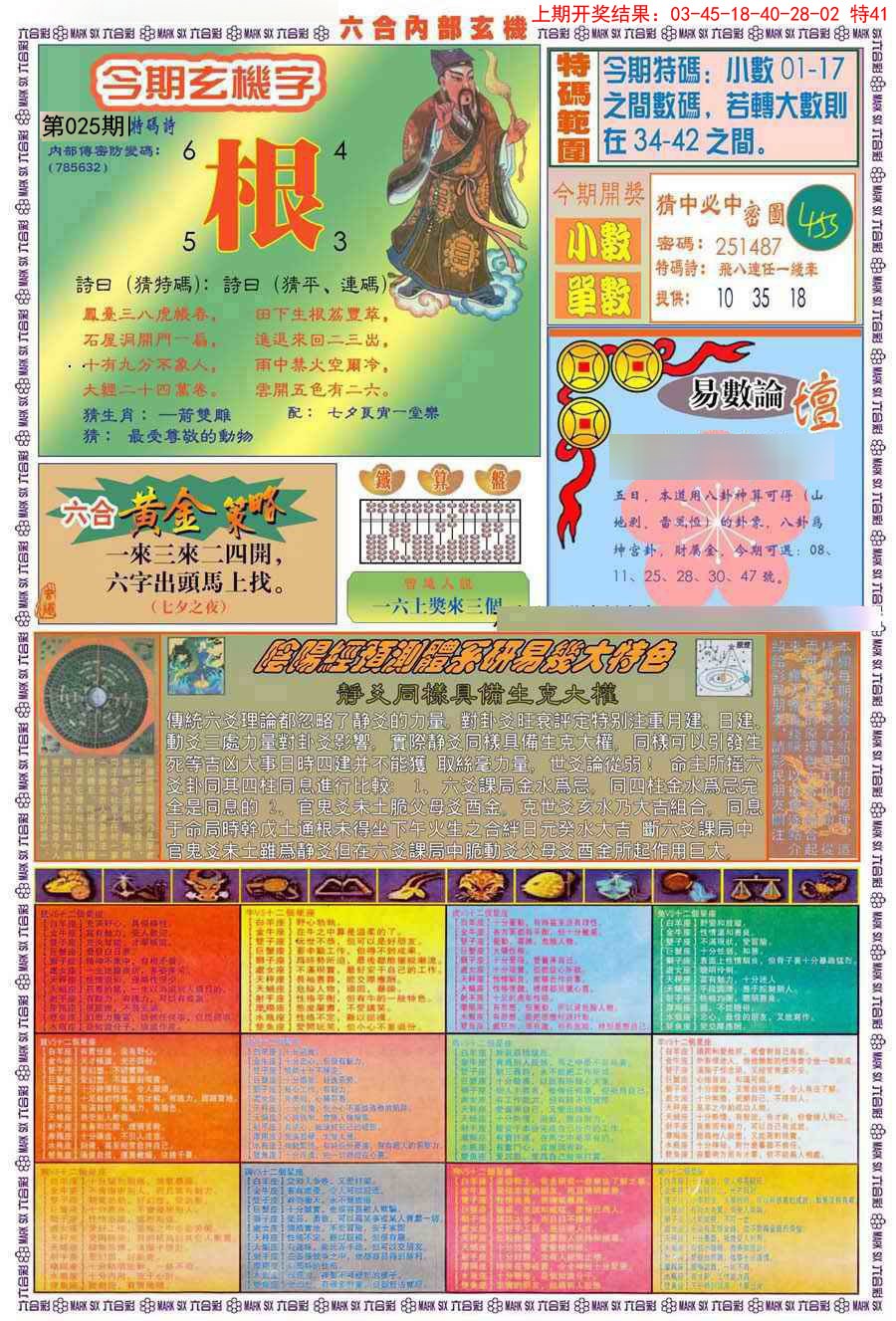 2025025期(新版)内部玄机B