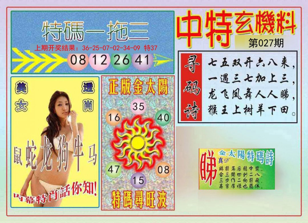 2025027期中特玄机料
