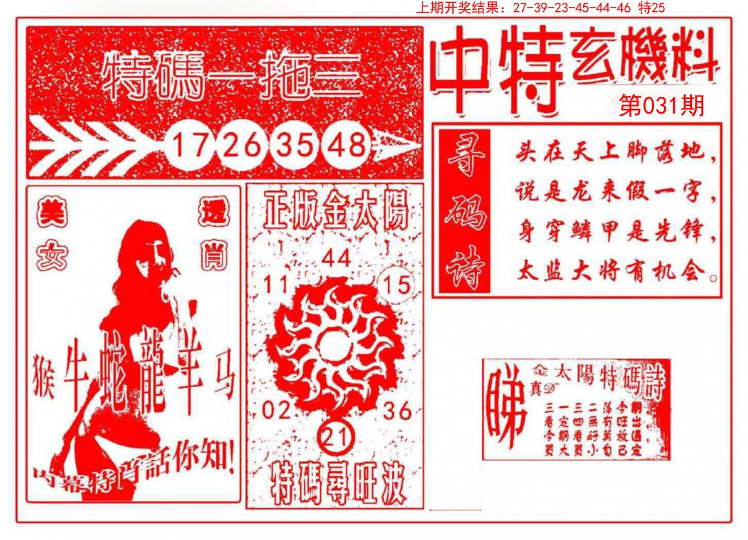 2025031期中特玄机料