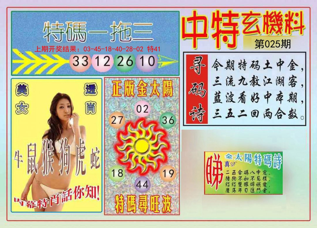 2025025期中特玄机料