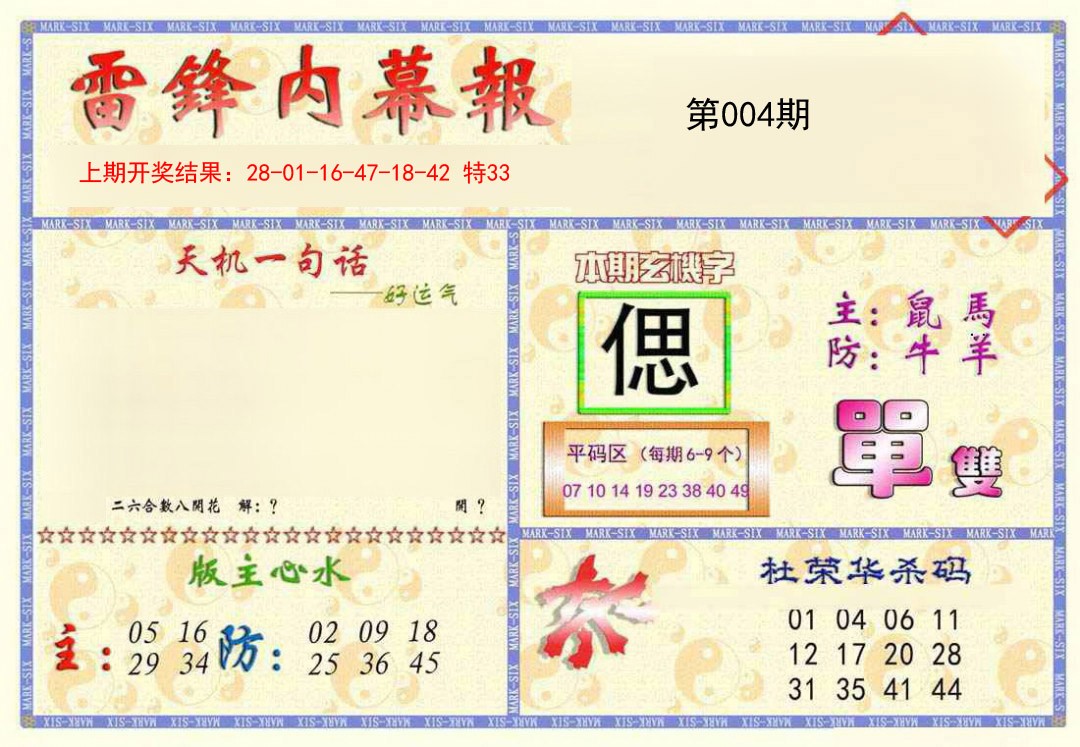 2025004期雷锋内幕报
